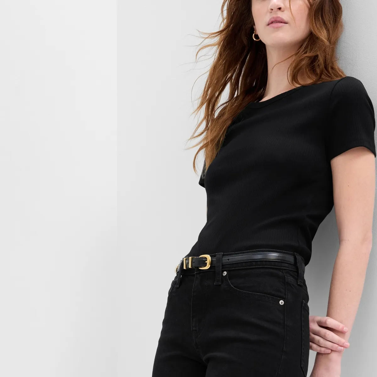 GAP - Polera Mujer Ribbed Negro