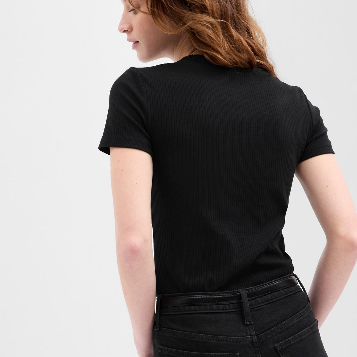 GAP - Polera Mujer Ribbed Negro