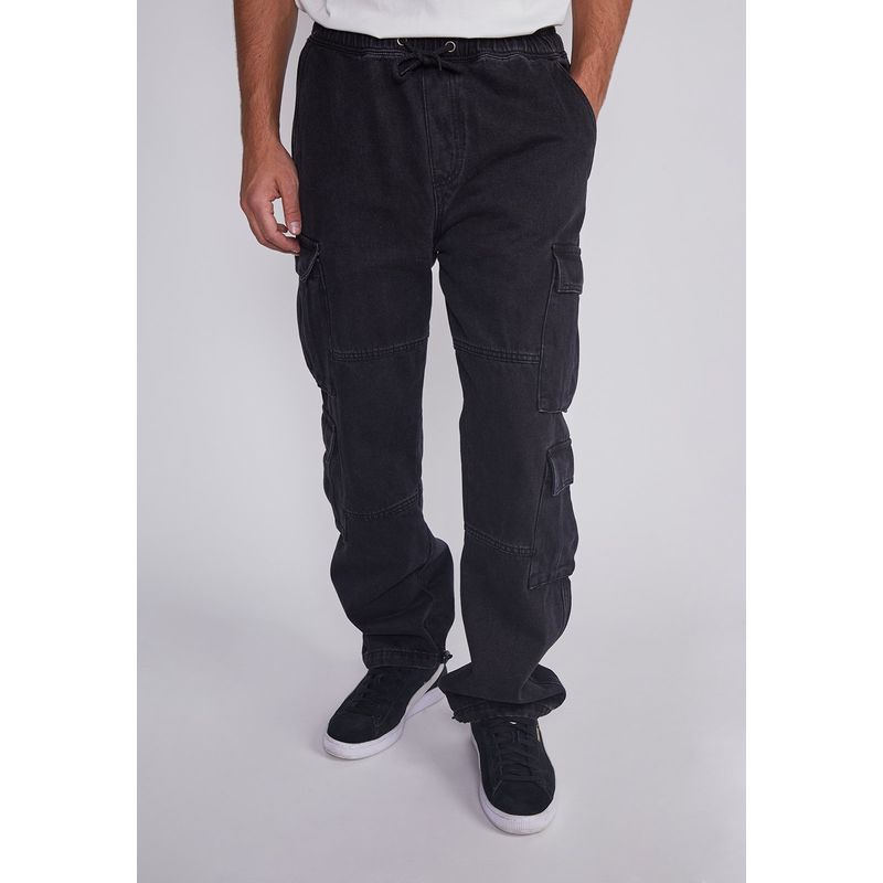 SIOUX - Jeans Hombre Multicargo Negro Sioux