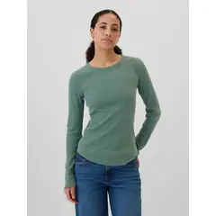 GAP - Polera Mujer Waffle Verde