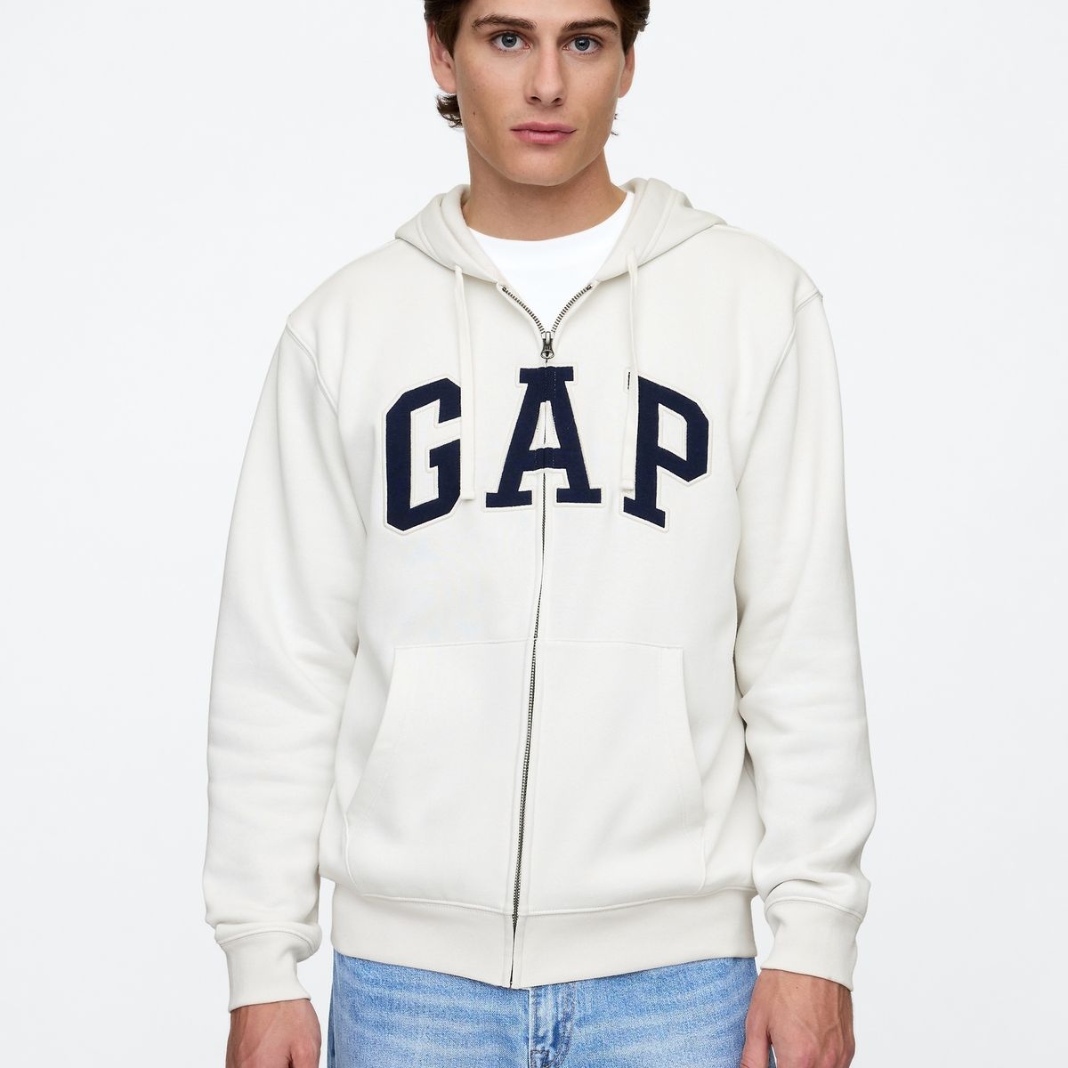 GAP - Polerón GAP Logo Con Cierre Hombre Blanco
