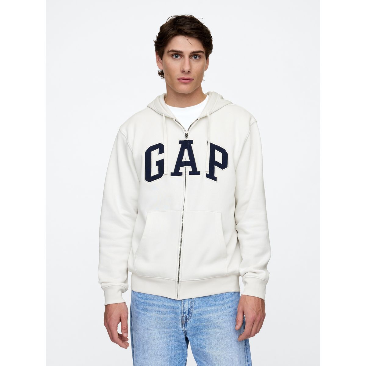 GAP - Polerón GAP Logo Con Cierre Hombre Blanco