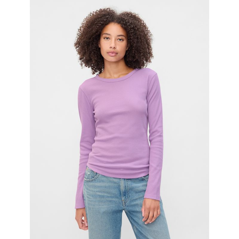 GAP - Polera Mujer Waffle Morado