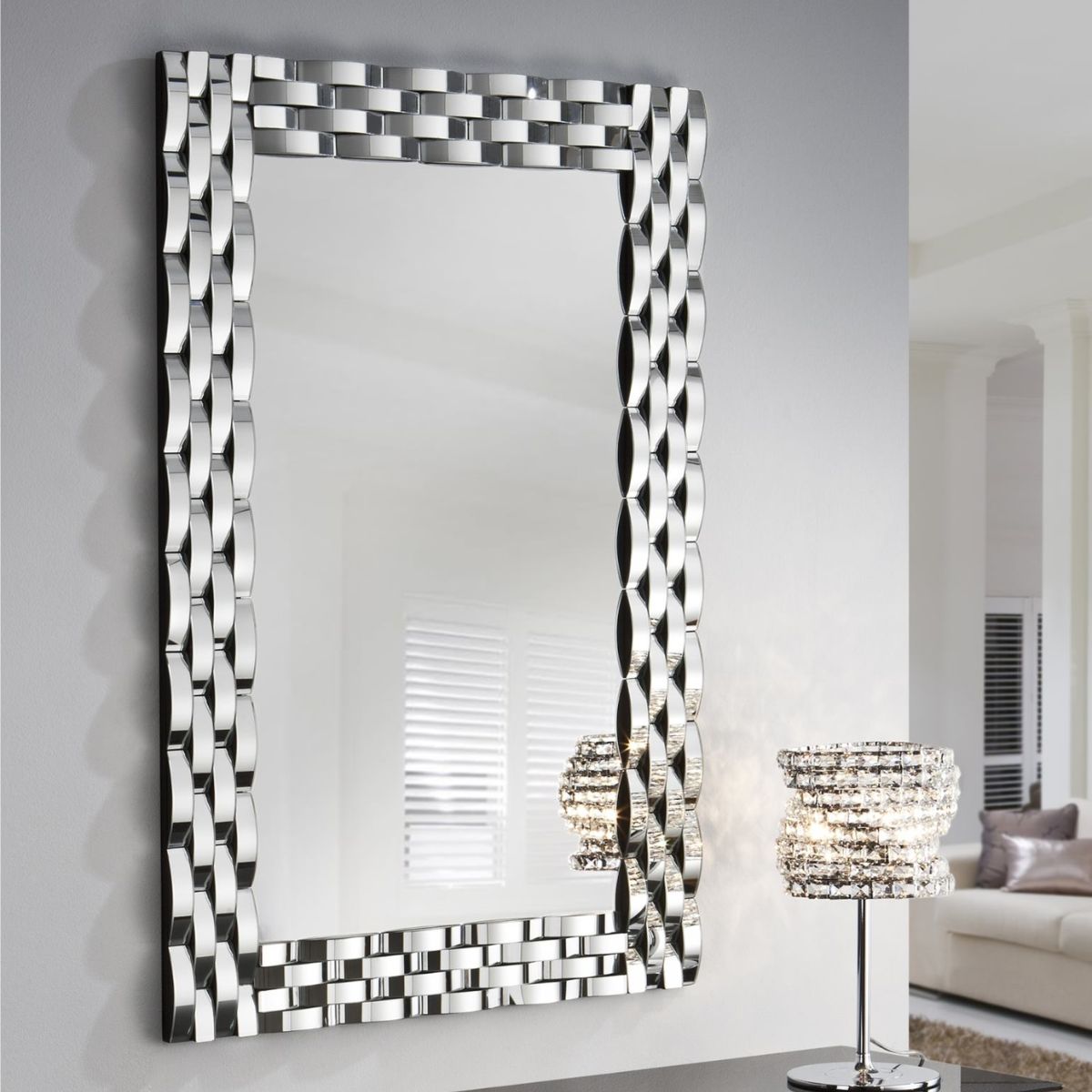 GENERICO - Espejo Decorativo Rectangular 80×120 con Marco Espejado Ondulado