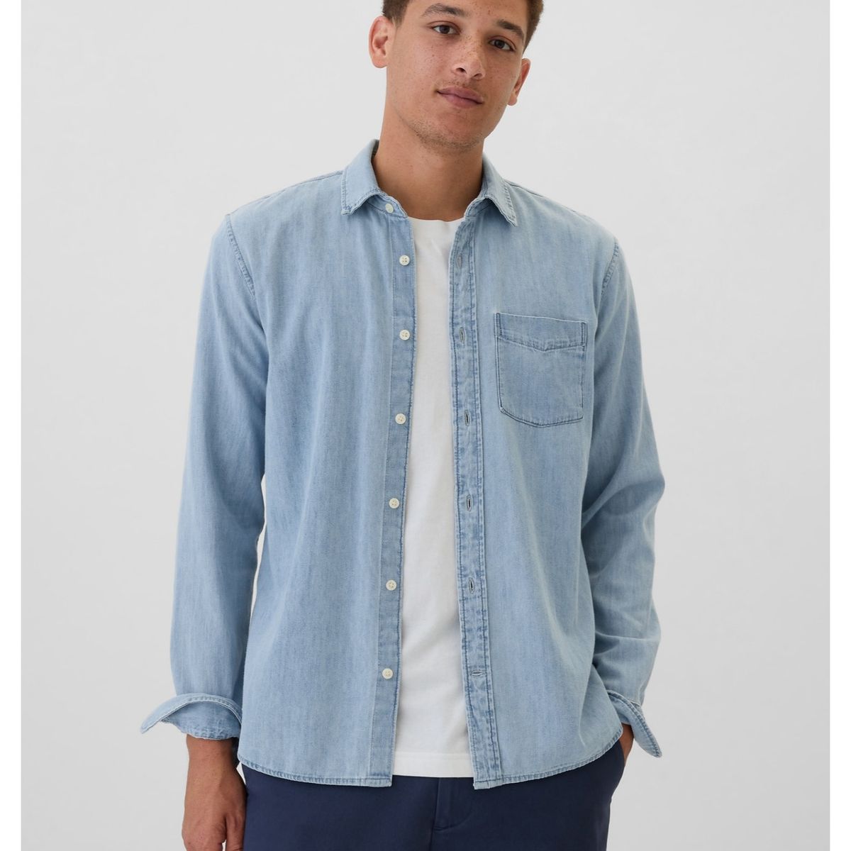 GAP - Camisa Hombre Standard Fit Azul