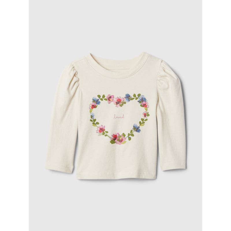 GAP - Polera Niña Manga Puff Beige