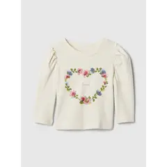 GAP - Polera Niña Manga Puff Beige