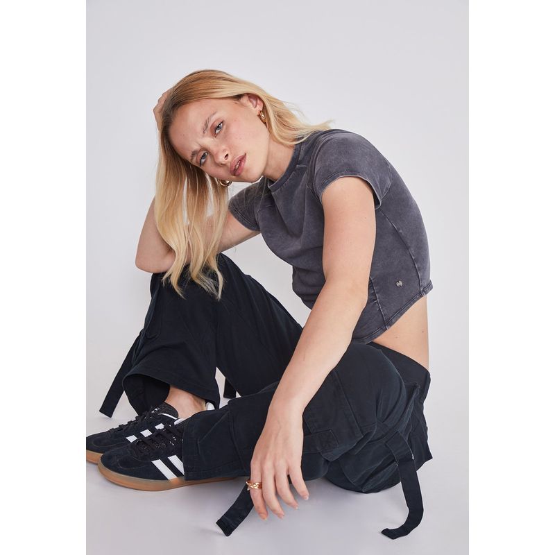 SIOUX - Pantalon Mujer Cargo Multibolsillos Negro Sioux