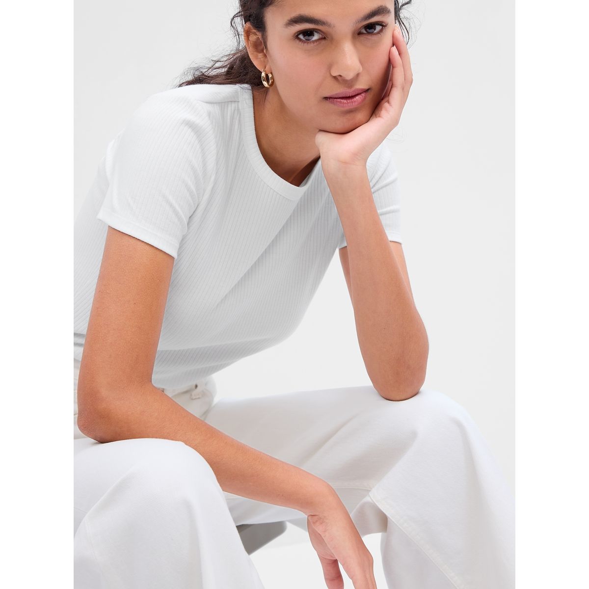 GAP - Polera Mujer Ribbed Blanco