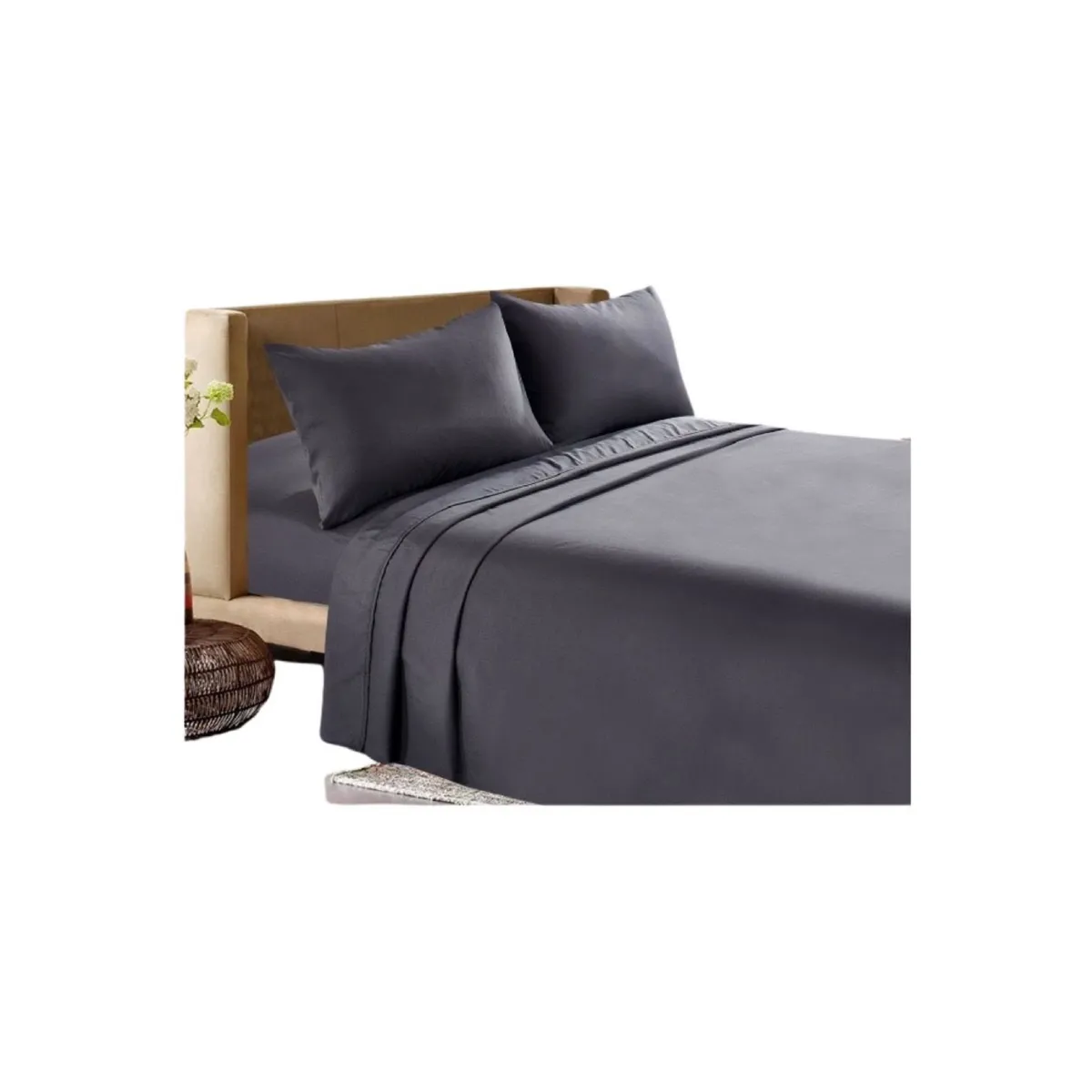 GENERICO - SABANAS 200 HILOS PLAZA Y MEDIA GRIS OSCURO