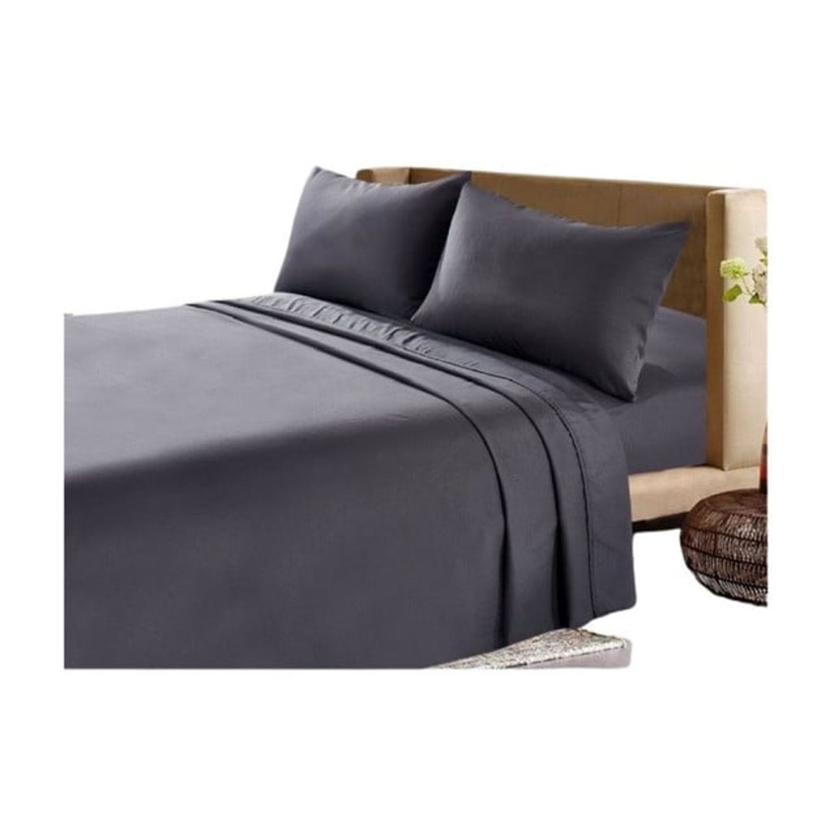 GENERICO - SABANAS 200 HILOS PLAZA Y MEDIA GRIS OSCURO