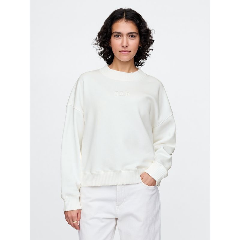 GAP - Polerón Mujer Mockneck Logo Blanco