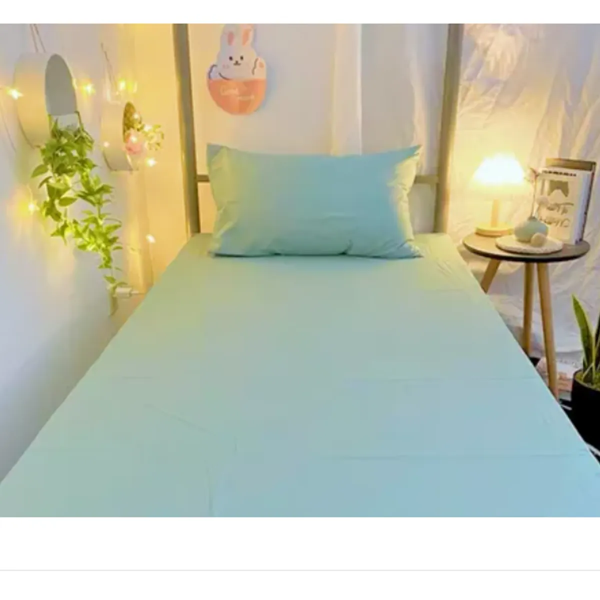 GENERICO - Sabana De 1 Plaza 144 Hilos Celeste Liso