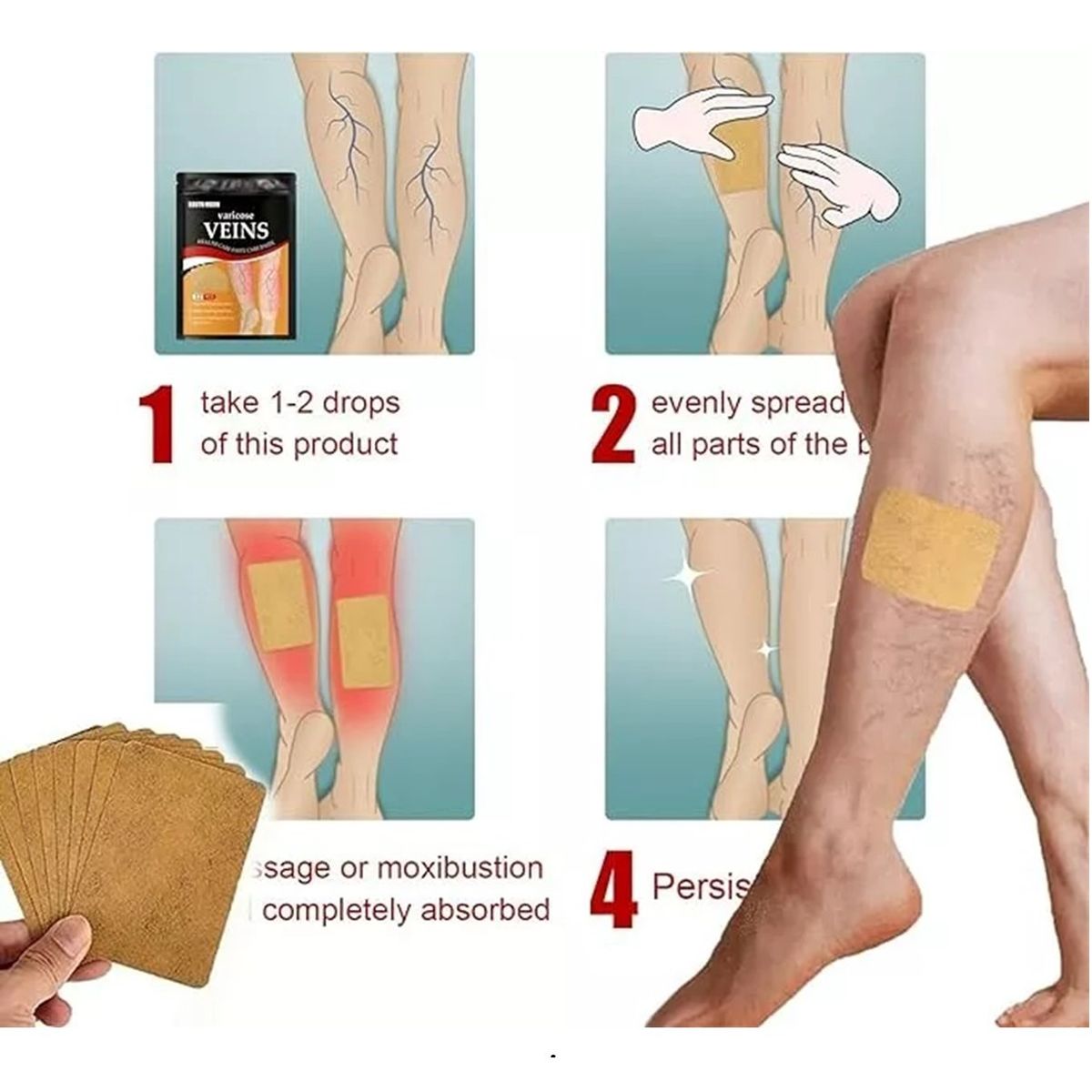 GENERICO - 24 Parche Pierna Para Tratamiento De Venas Varicosas Varices