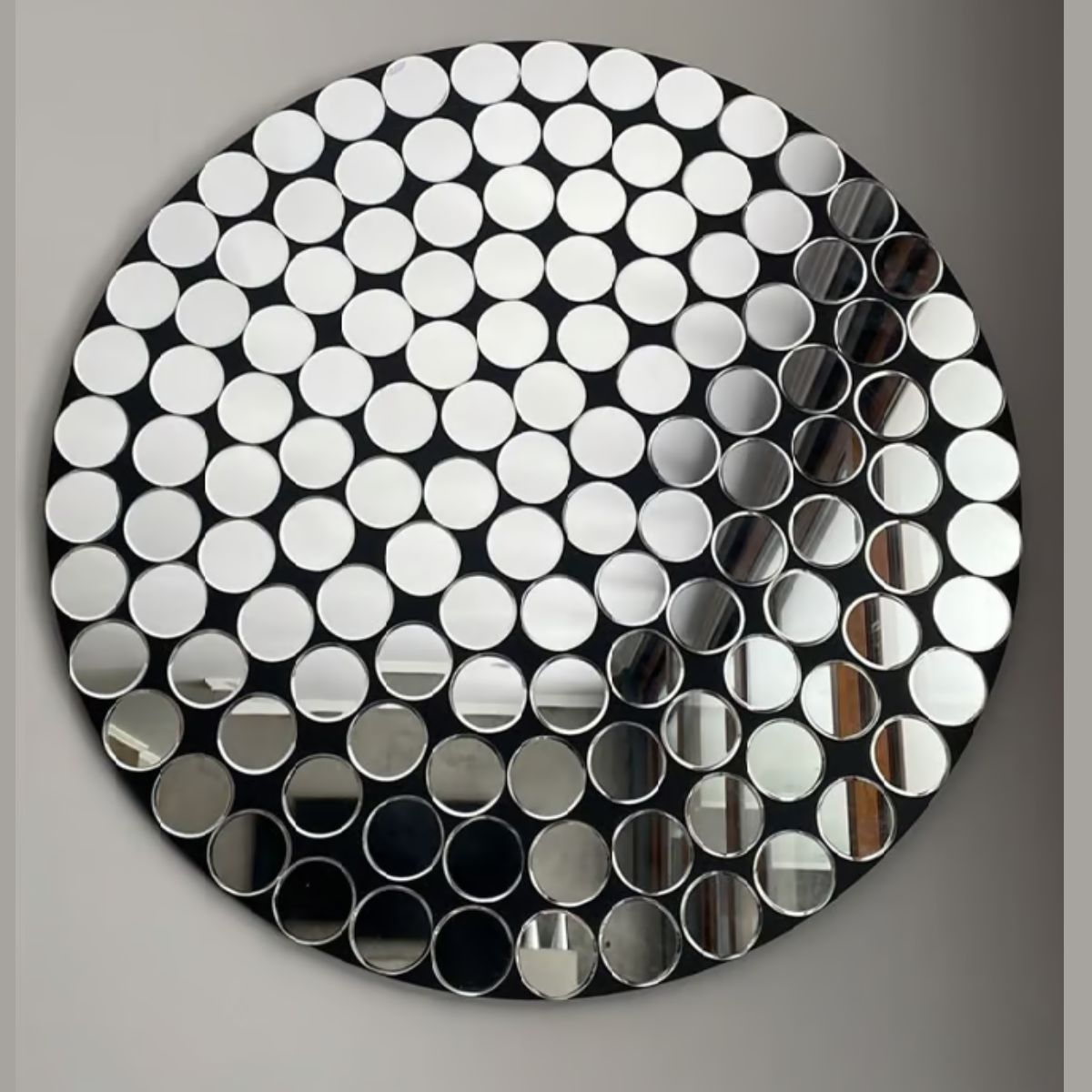 GENERICO - Espejo Redondo Decorativo 90×90 con Diseño de Círculos Espejados