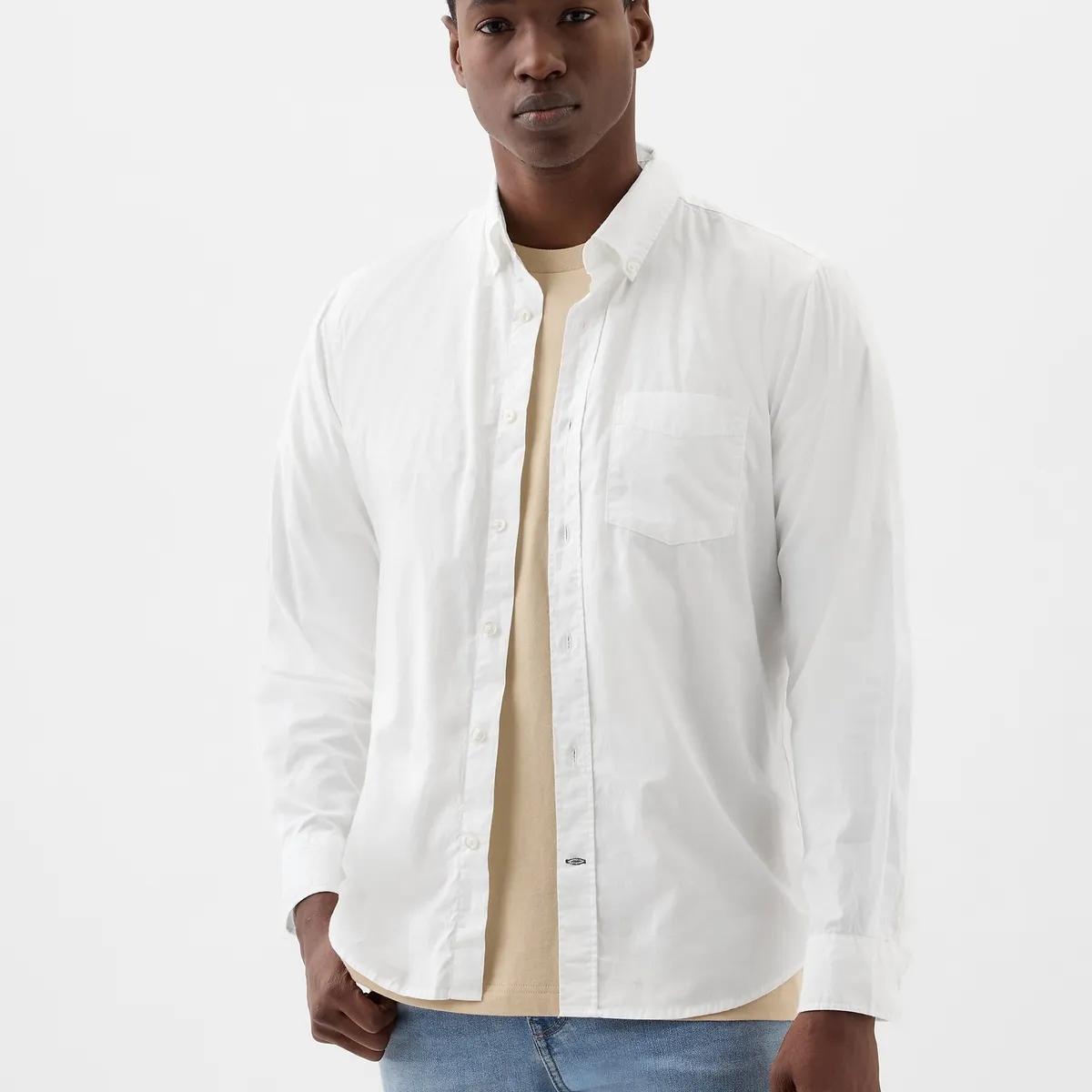 GAP - Camisa Hombre Popelina Blanco