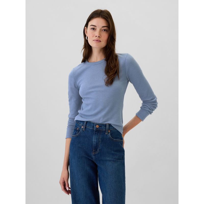 GAP - Polera Mujer Waffle Azul