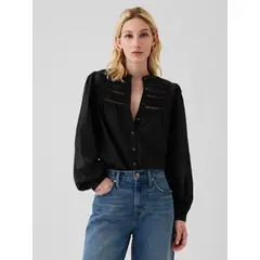 GAP - Camisa Mujer Lace Trim Negro