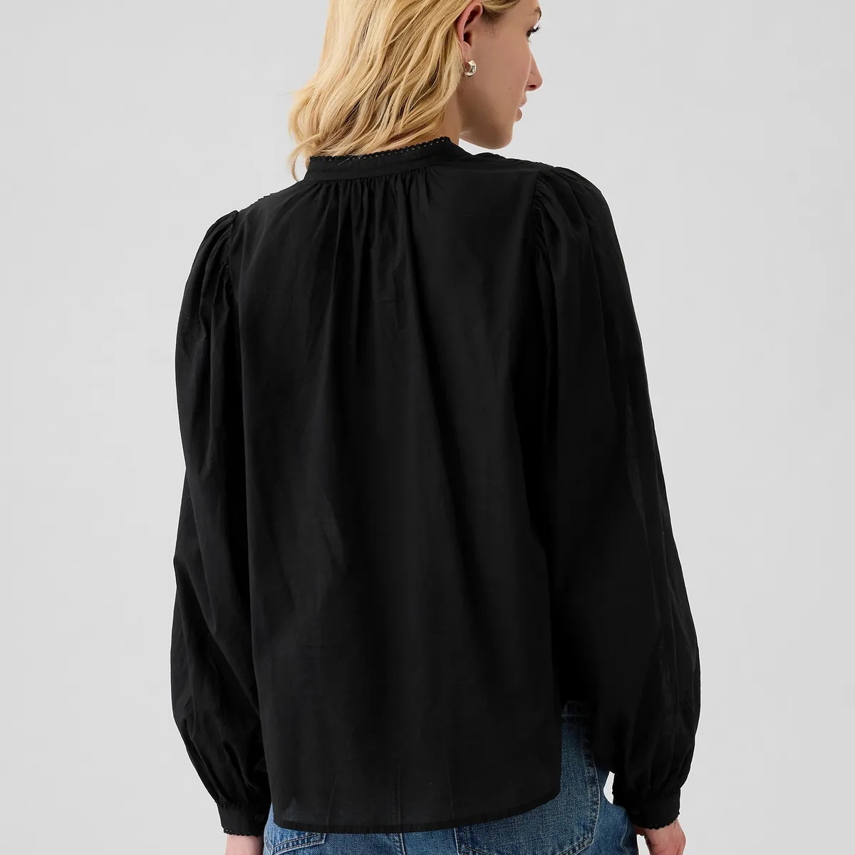 GAP - Camisa Mujer Lace Trim Negro