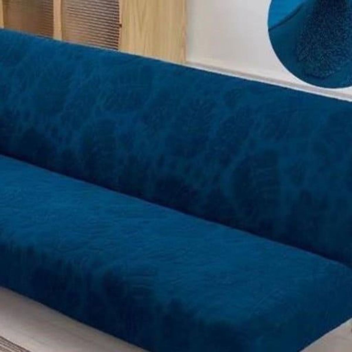 GENERICO - FUNDA DE FUTÓN ELASTICA AZUL DISEÑO HOJA PETROLEO