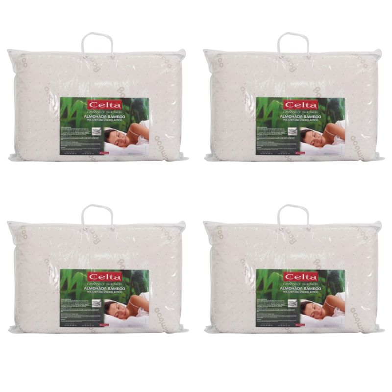 CELTA - Almohada Pack 4 Celta Bamboo Viscoelástica 60x40 Cm