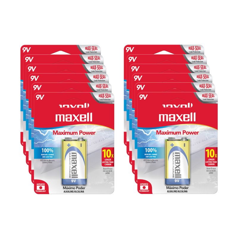 MAXELL - Pack 12 Pilas 9 Voltios Maxell