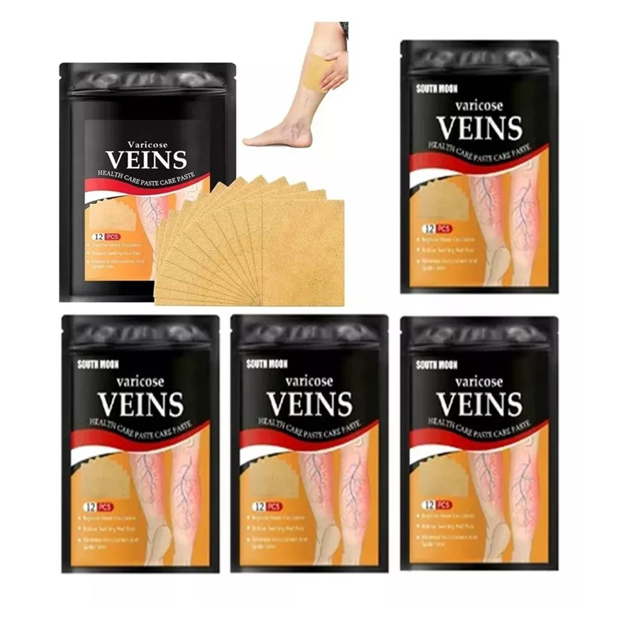 GENERICO - 60 Parche Pierna Para Tratamiento De Venas Varicosas Varices