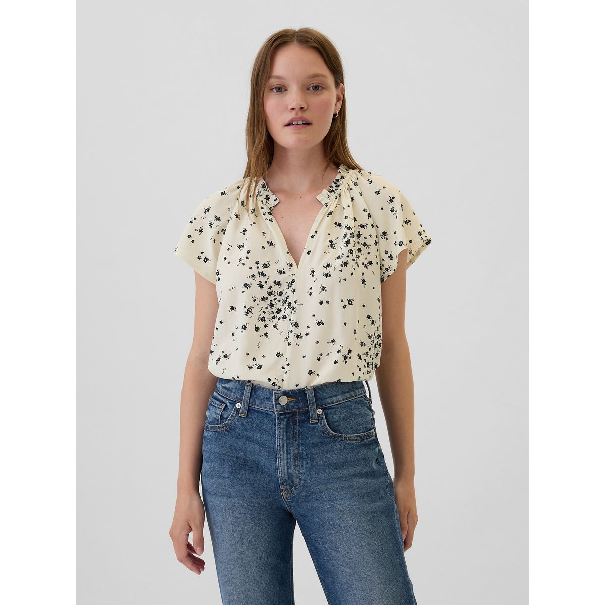 GAP - Blusa Mujer Cuello V Blanco