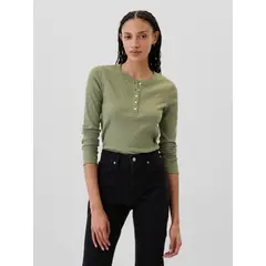 GAP - Polera Mujer Henley Verde