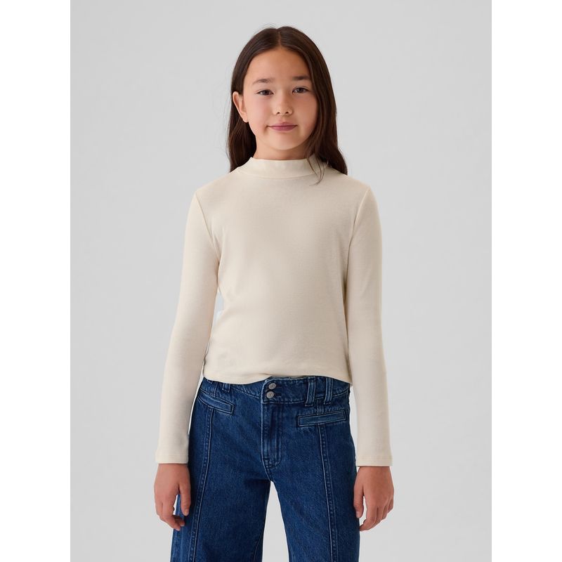 GAP - Polera Niña Rib Mockneck Beige