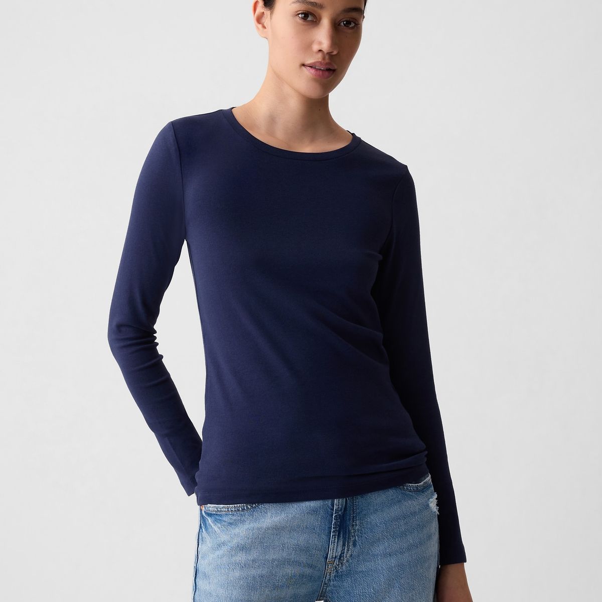 GAP - Polera Gap Modern Uniform Manga Larga Mujer Azul