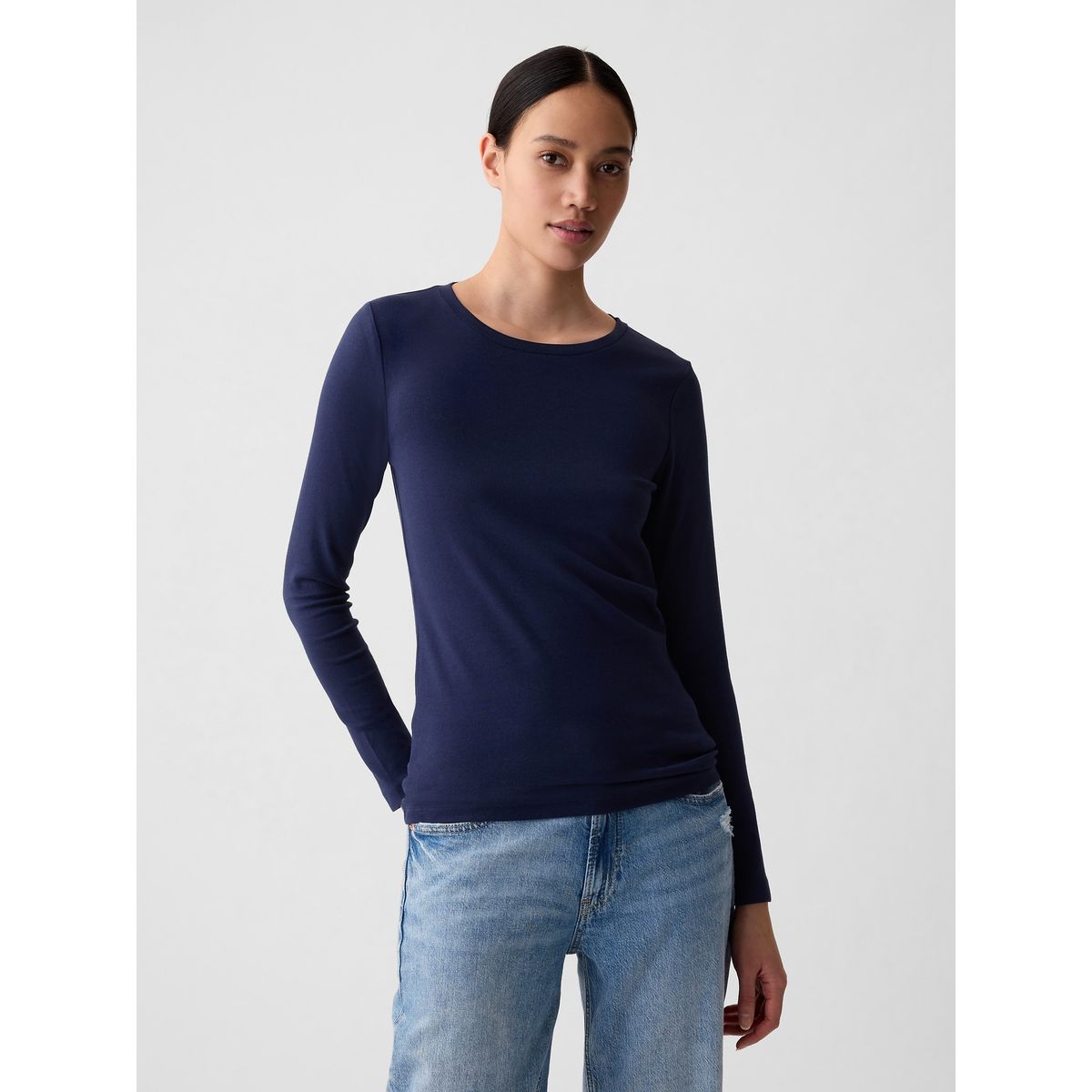 GAP - Polera Gap Modern Uniform Manga Larga Mujer Azul