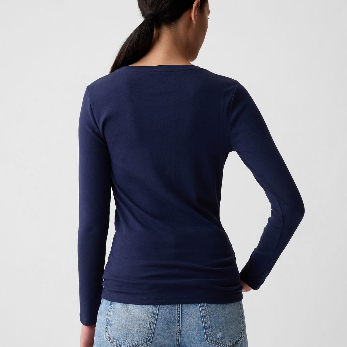 GAP - Polera Gap Modern Uniform Manga Larga Mujer Azul