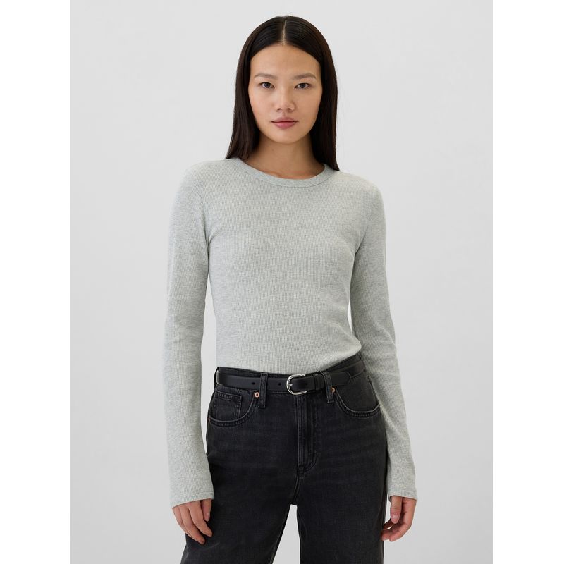 GAP - Polera Mujer Waffle Gris