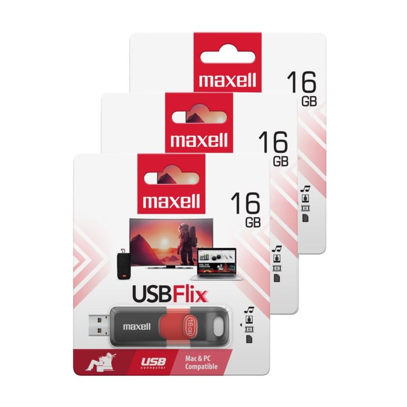MAXELL - Pack 3 Pendrive Maxell Flix 16gb 2.0