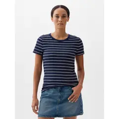 GAP - Polera Mujer Ribbed Stripe Azul