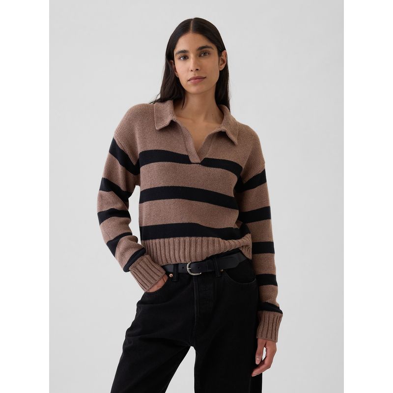GAP - Sweater Mujer Shrunken Polo Café
