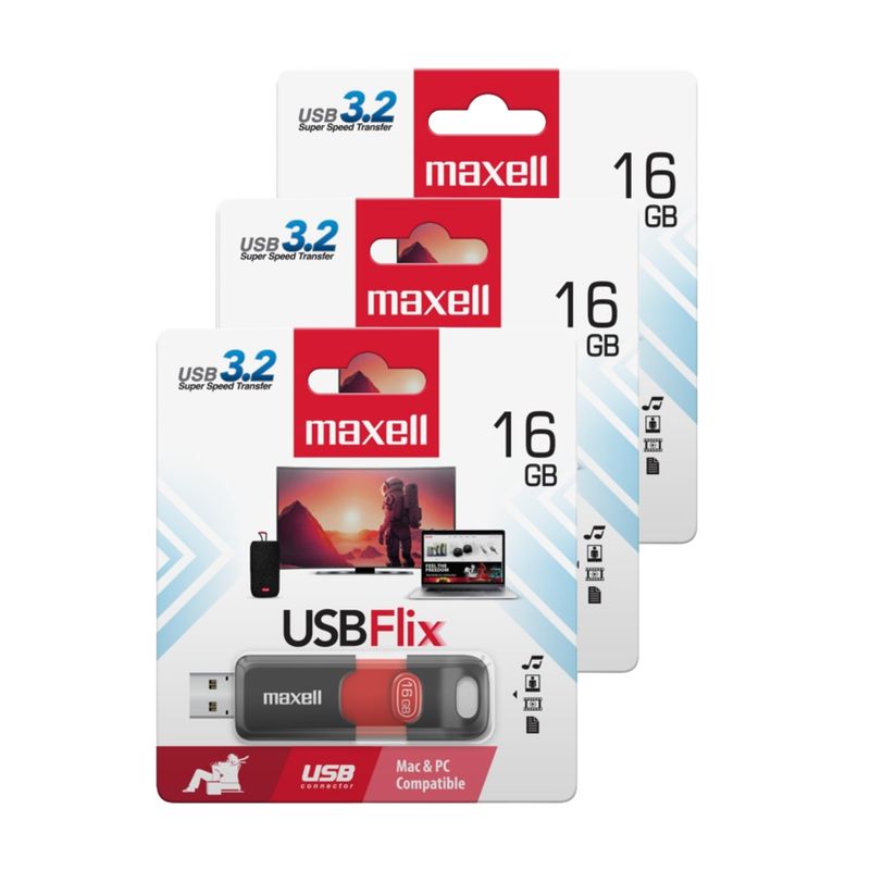 MAXELL - Pack 3 Pendrive Maxell Flix 16gb 3.2