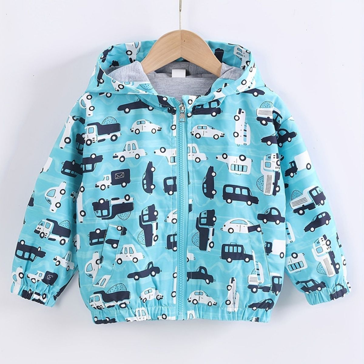 JUMP KIDS - Cortaviento Impermeable Chaqueta Estampado Niño Y Bebé Turquoise Cars