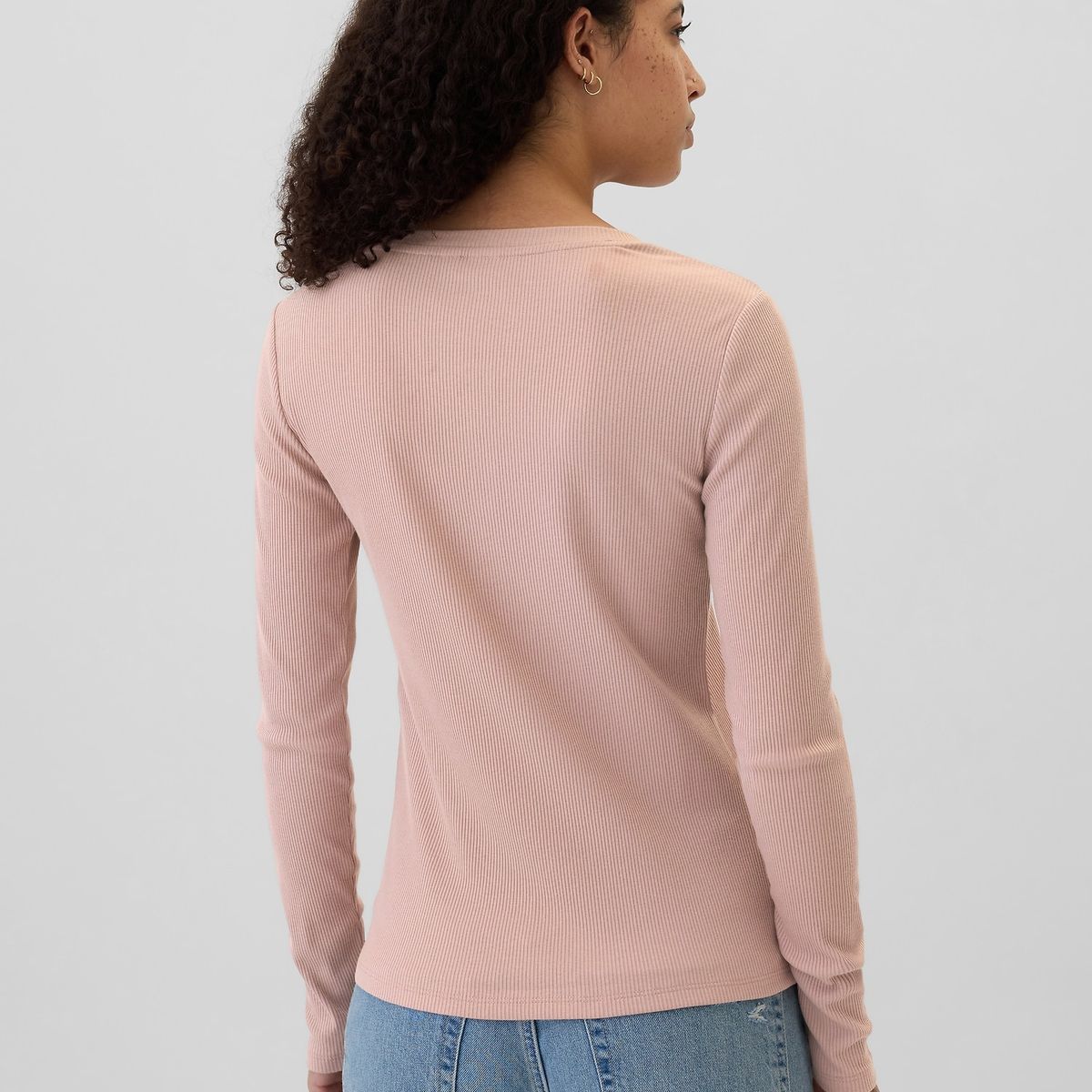 GAP - Polera Gap Henley Manga Larga Mujer Rosa