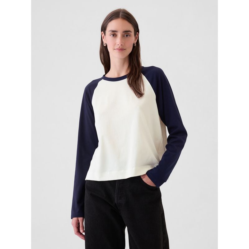 GAP - Polera Mujer Vintage Raglan Azul