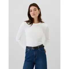 GAP - Polera Mujer Waffle Blanco_.