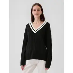 GAP - Sweater Mujer Varsity Negro