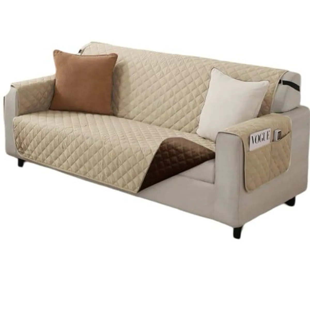 GENERICO - FUNDA SOFÁ SILLÓN 3 CUERPOS SOBREPONER BICOLOR REVERSIBLE B03