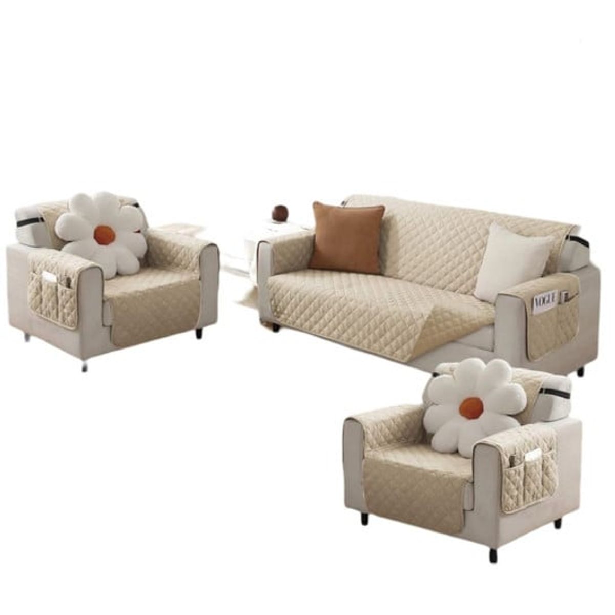 GENERICO - FUNDA SOFÁ SILLÓN 3 CUERPOS SOBREPONER BICOLOR REVERSIBLE B04