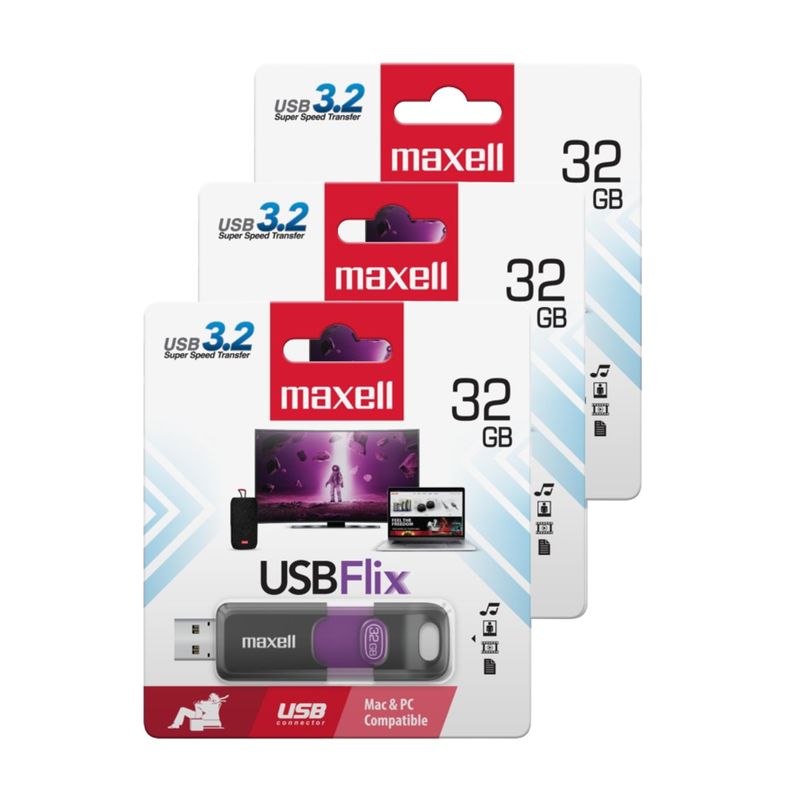 MAXELL - Pack 3 Pendrive Maxell Flix 32gb 3.2