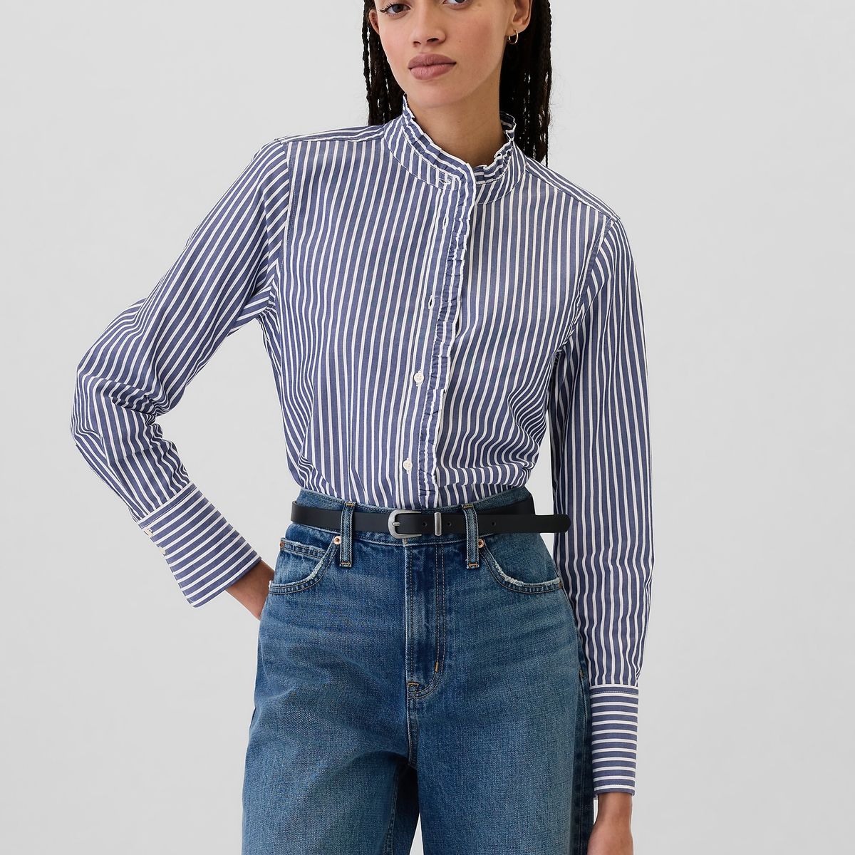 GAP - Camisa Mujer Classic Popelina Azul