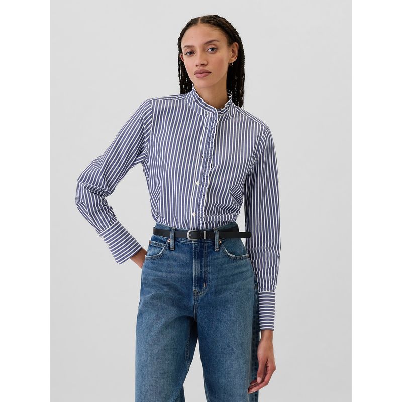 GAP - Camisa Mujer Classic Popelina Azul