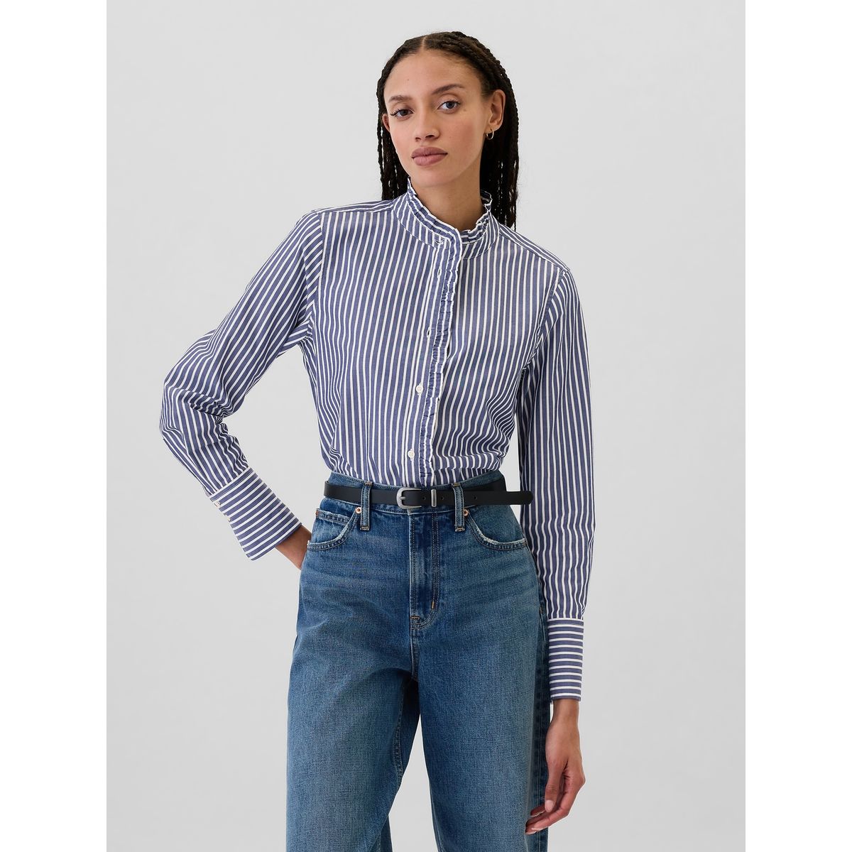 GAP - Camisa Mujer Classic Popelina Azul