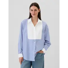 GAP - Blusa Popelina Pintuck Manga Larga Mujer